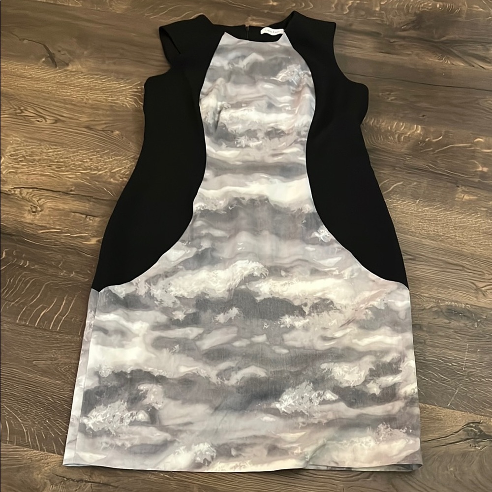 Calvin Klein Black and Gray Sheath Midi Dress‎ size 10
